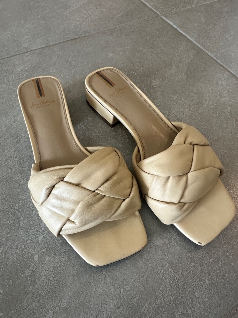 Sam Edelman Braided Knot Slide Mules in Beige